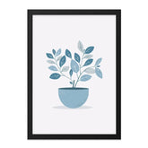 Potted Plant Wall Art, Blue Leaves Print, Minimalist Home Decor, Houseplant Illustration, Modern Art, Botanical Artwork - Tawshia